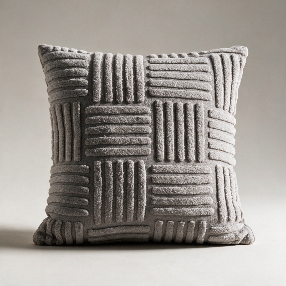Marle Quad-Ribbed Tufted Cushion Cover — Grey