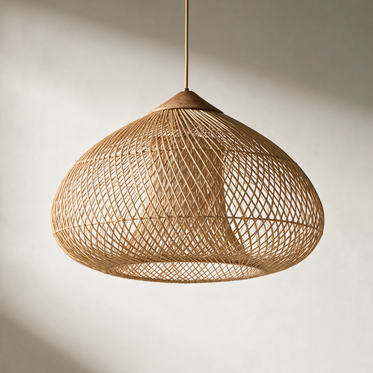 Wold Double-Layer Rattan Lattice Pendant Light — Natural