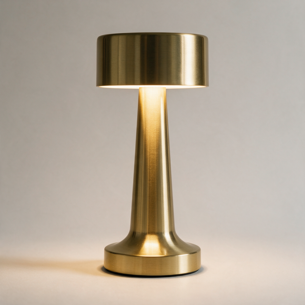 Compact Cordless Table Lamp — 15 Hour Battery — Gold