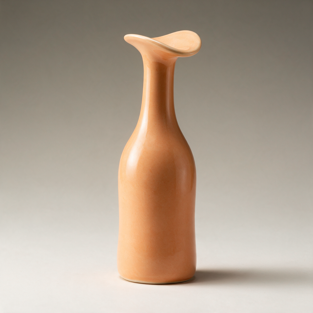 Inver Flared-Lip Porcelain Vase with Bird Silhouette — Apricot