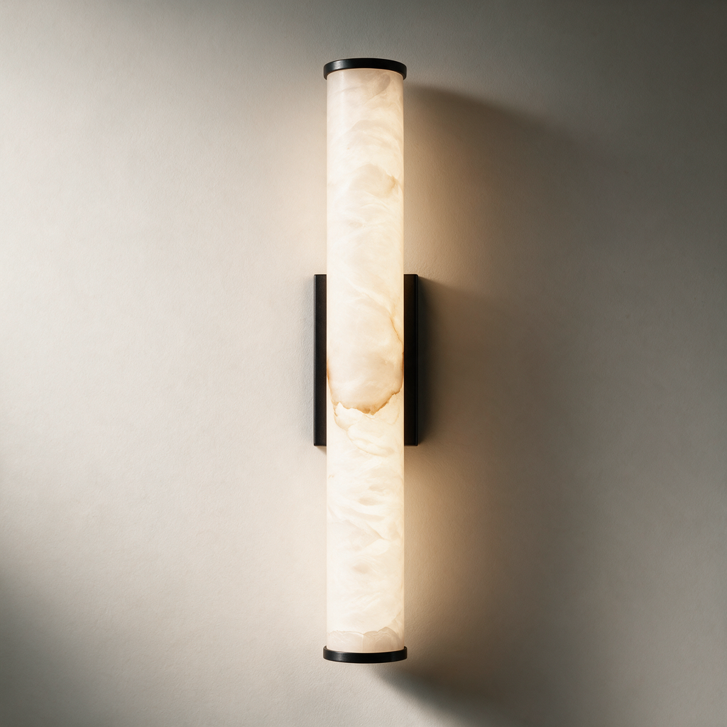 Marlow Alabaster Column Wall Sconce — Black