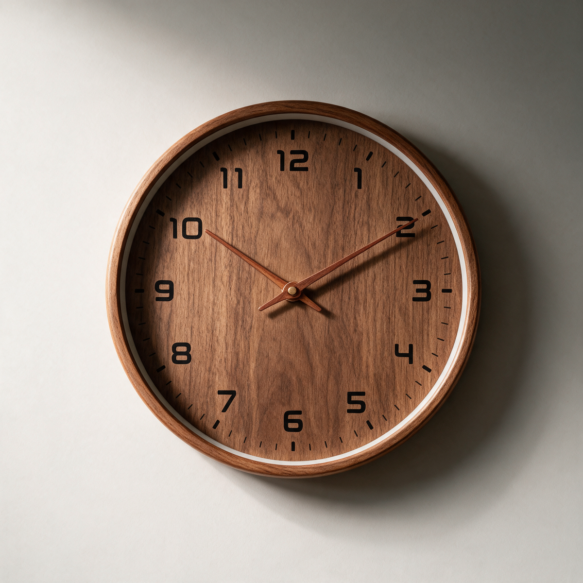 Alcott Solid Wood Wall Clock — Silent — Brown