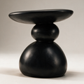 Flint Matte Black Stacked Pebble Side Table — Black