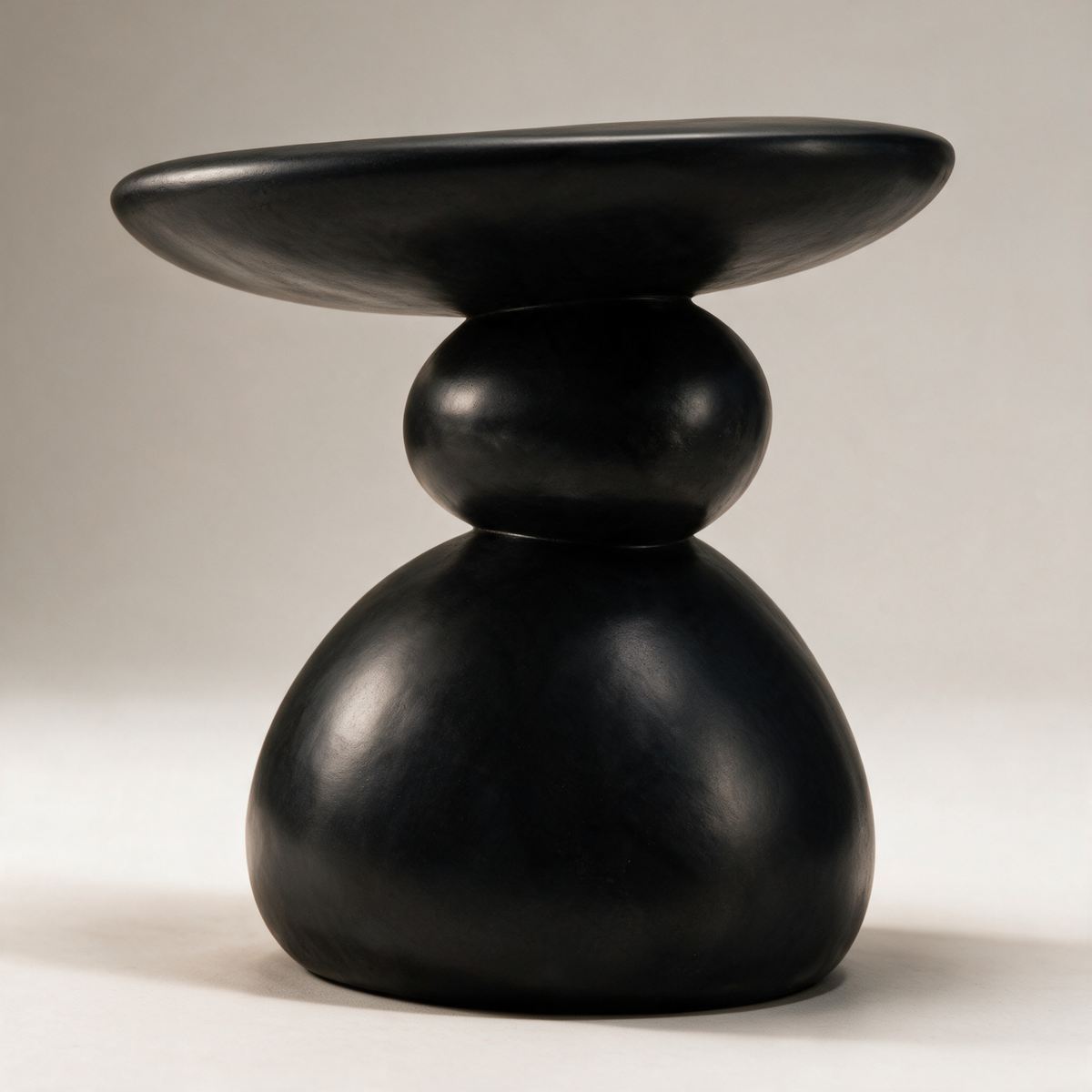 Flint Matte Black Stacked Pebble Side Table — Black