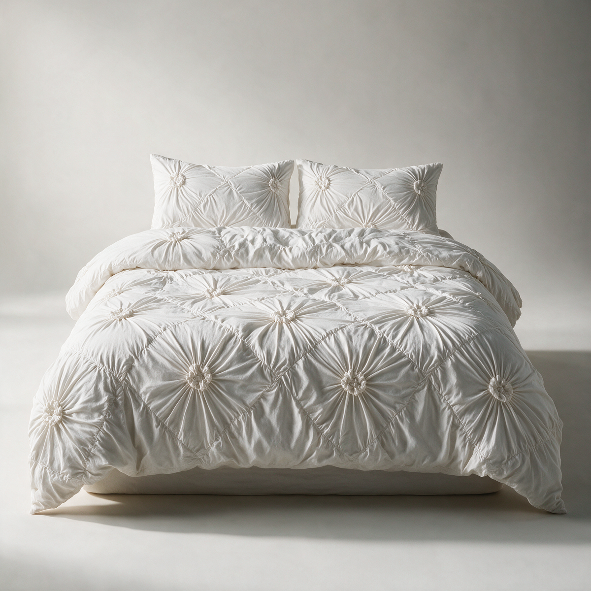 Willow Pinch-Pleat Quilt Cover Set — White