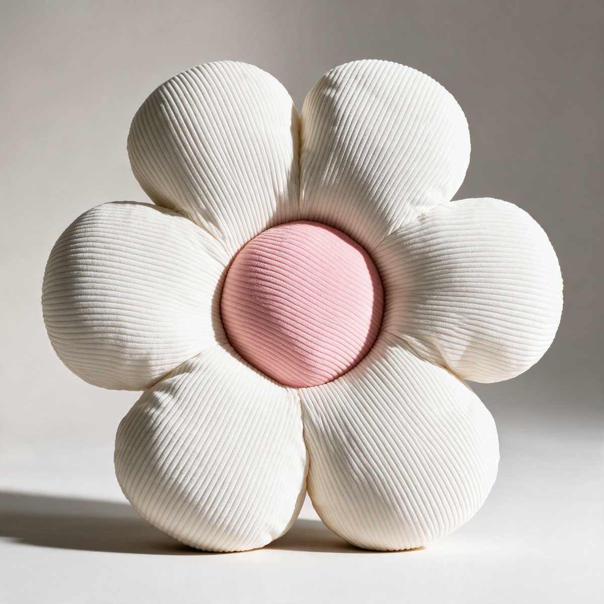 Lark Flower-Shaped Corduroy Cushion — White