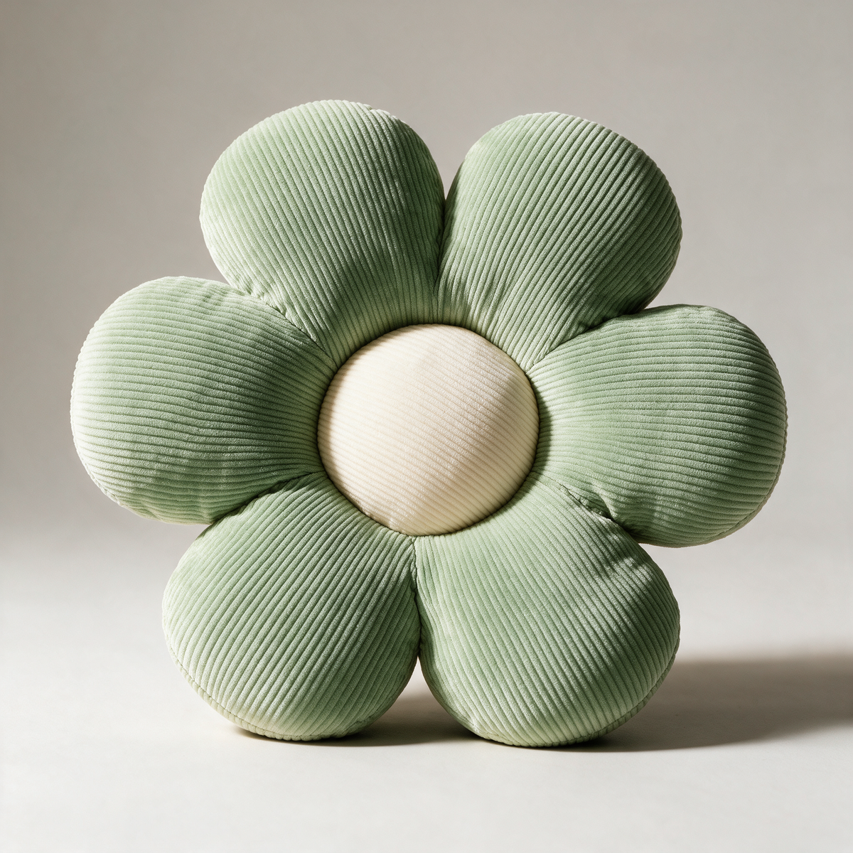 Lark Flower-Shaped Corduroy Cushion — Green