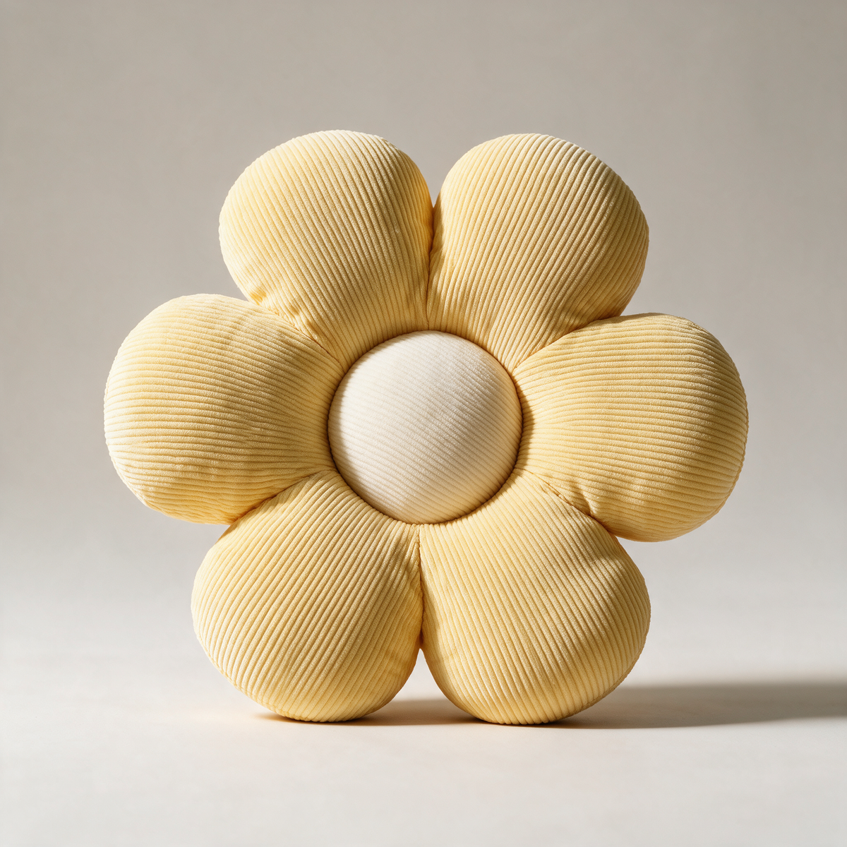 Lark Flower-Shaped Corduroy Cushion — Yellow