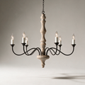 Fallow Wood and Iron Candle Chandelier — Standard, White Candle Base