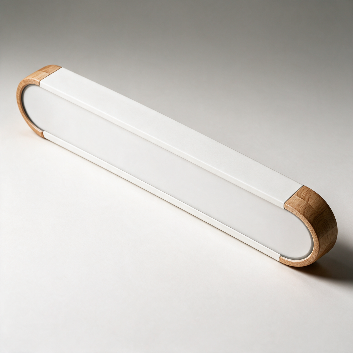 Tamar Black Oval Ceiling Light with Timber Ends — 95cm — White