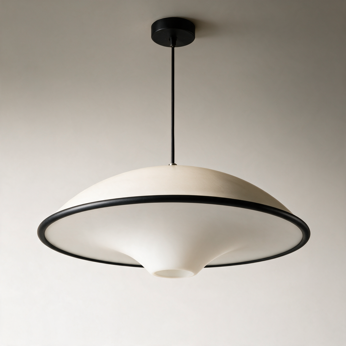Orla Saucer Pendant Light with Contrast Rim — Black