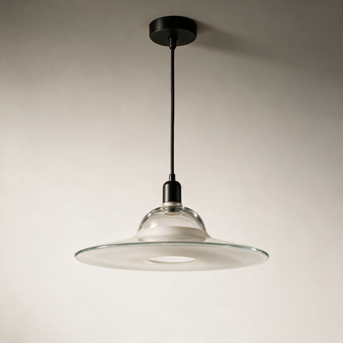 Pell Clear Glass Disc Pendant Light — Black