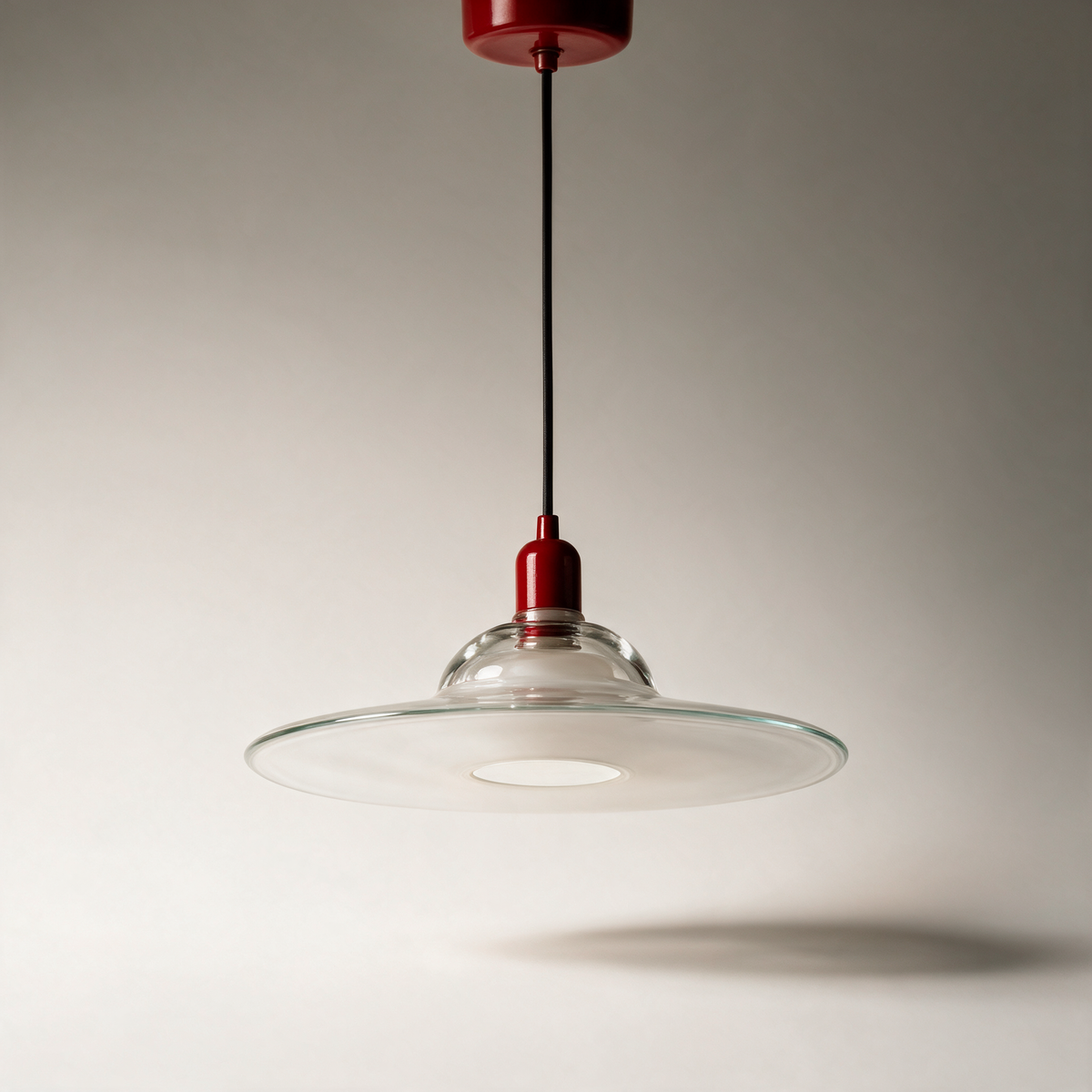 Pell Clear Glass Disc Pendant Light — Red