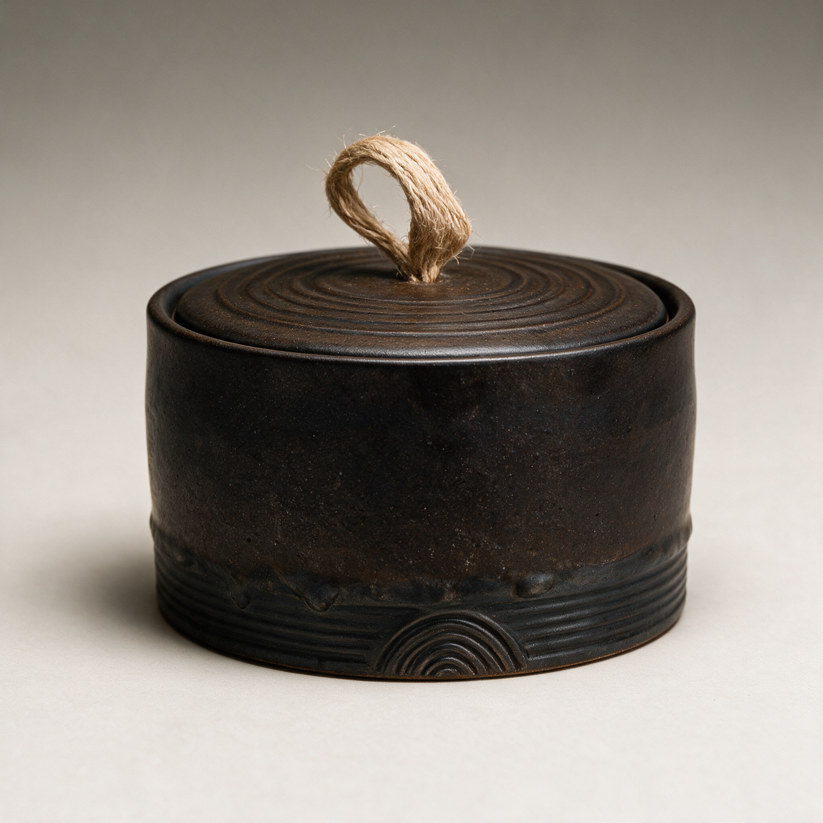 Selby Stoneware Storage Jar — Hemp Rope — Dark
