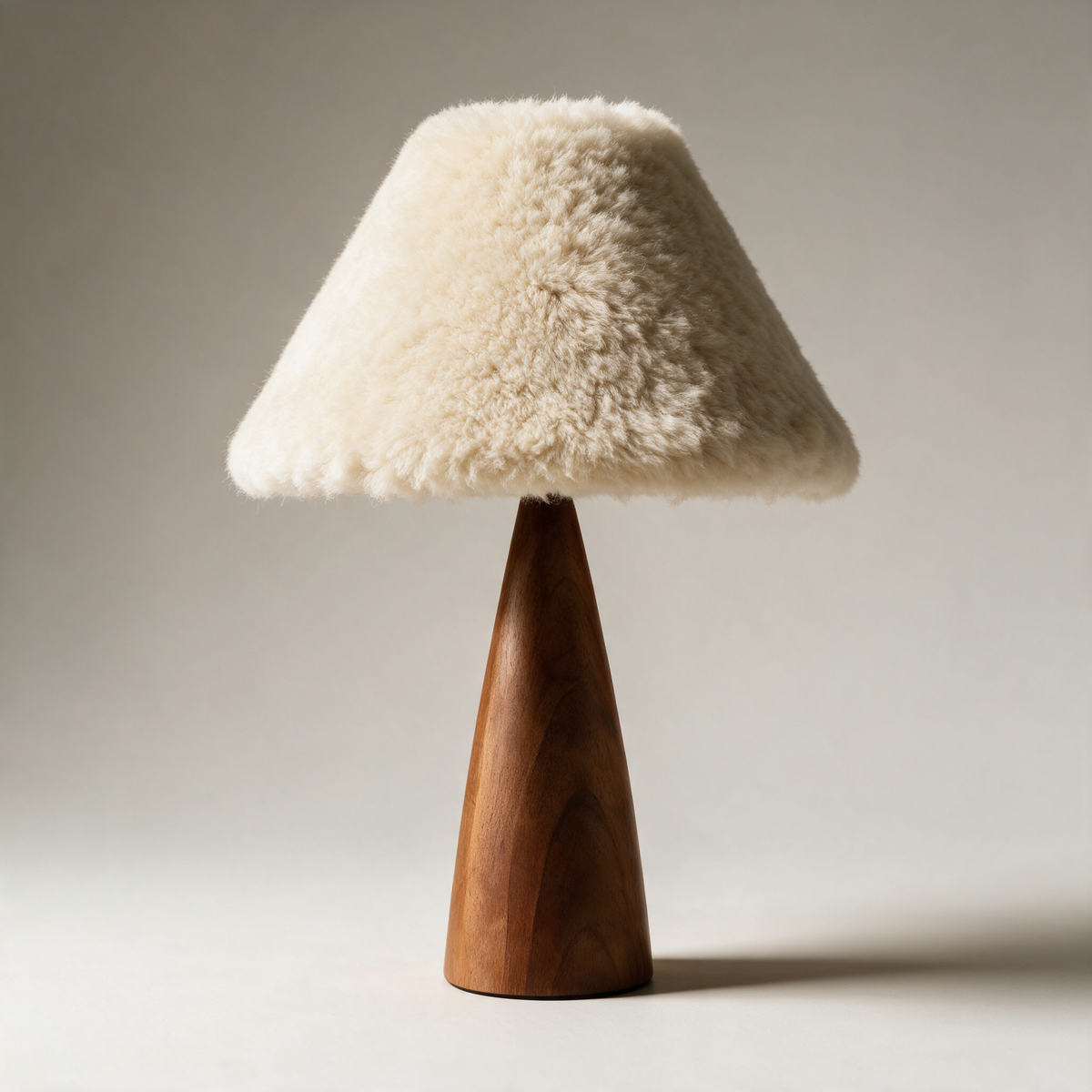 Garth Linen Cone Table Lamp with Walnut Base — Sheepskin