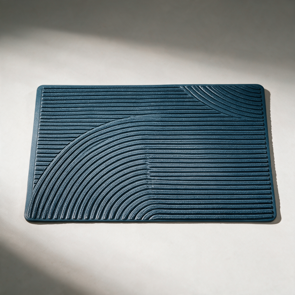 Crag Ribbed PVC Non-Slip Doormat — Blue