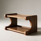 Bryn Curved Bentwood Shoe Bench with Open Shelf — Brown