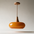 Rowan Glass and Wood Pendant — Single, Pair or Trio — Orange & Wood