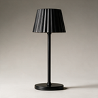 Cade Cordless Dining Table Lamp with Fluted Shade — Black