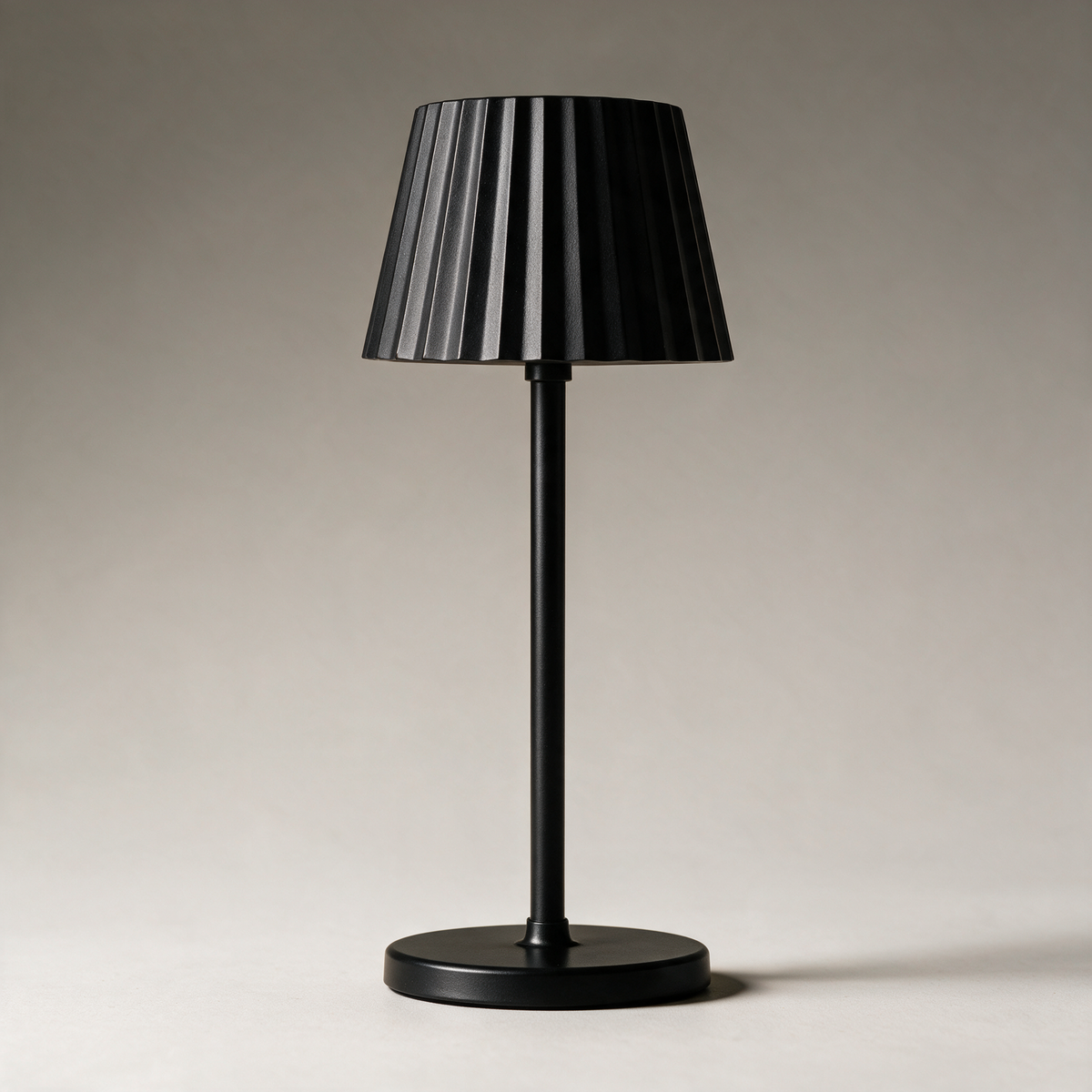 Cade Cordless Dining Table Lamp with Fluted Shade — Black