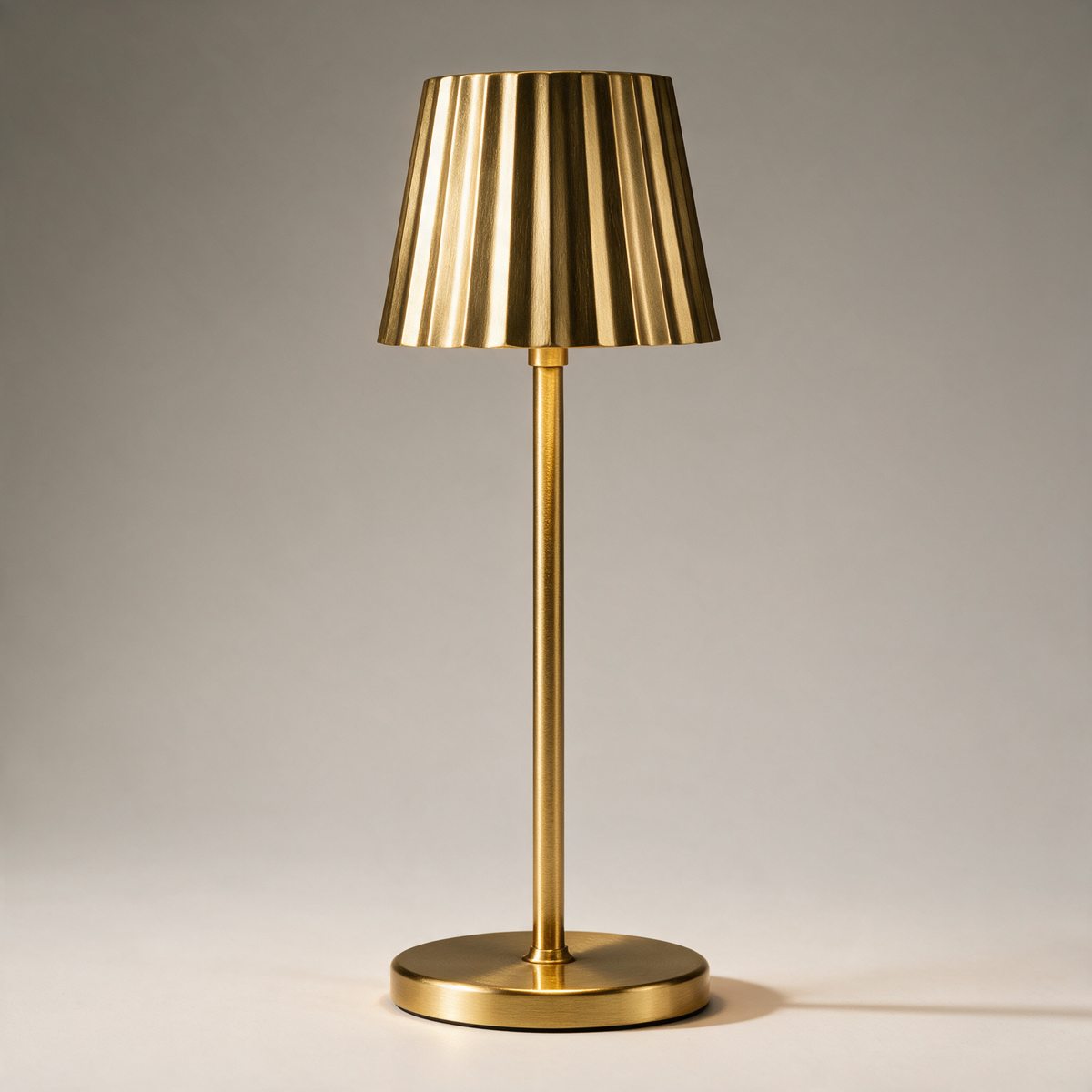 Cade Cordless Dining Table Lamp with Fluted Shade — Gold