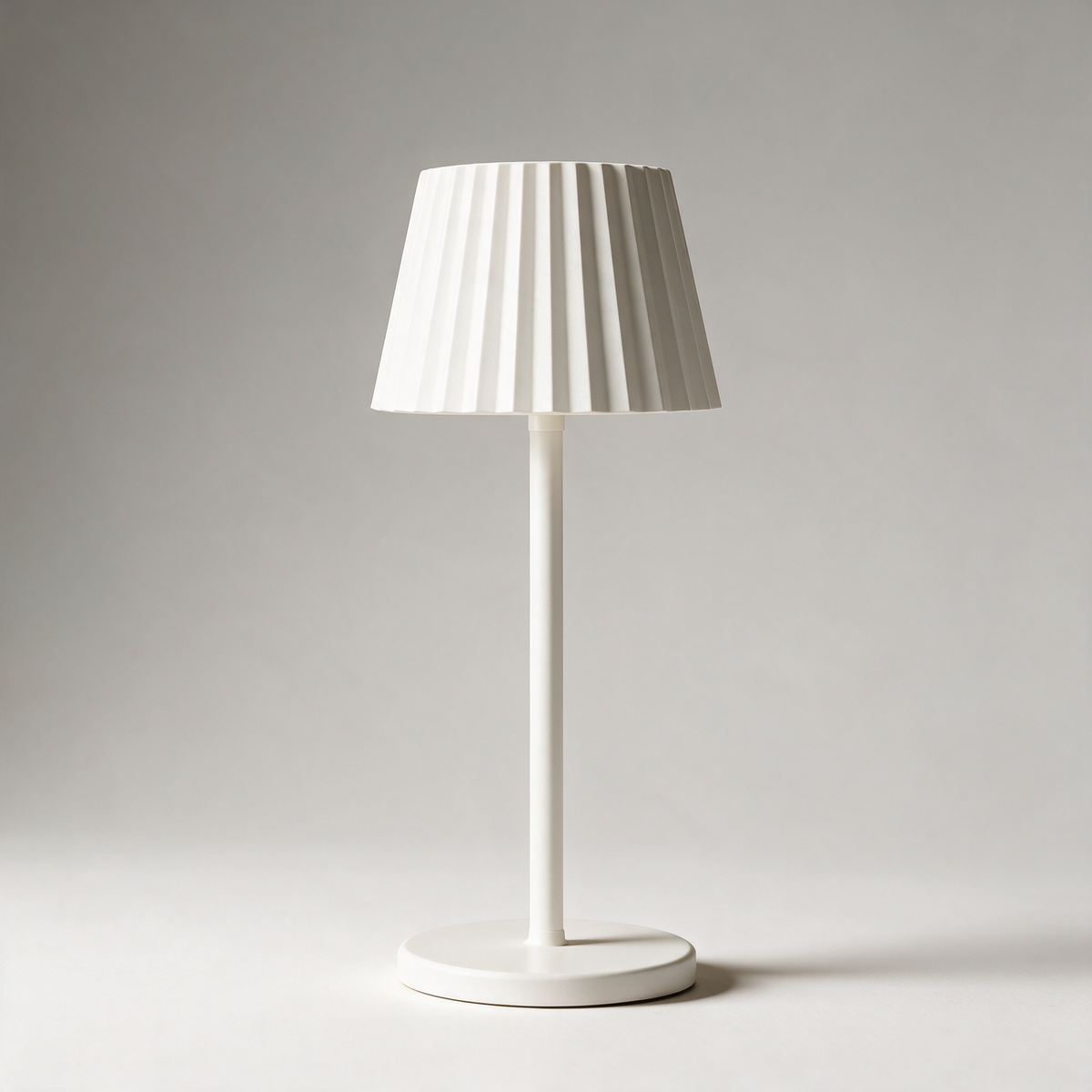 Cade Cordless Dining Table Lamp with Fluted Shade — White