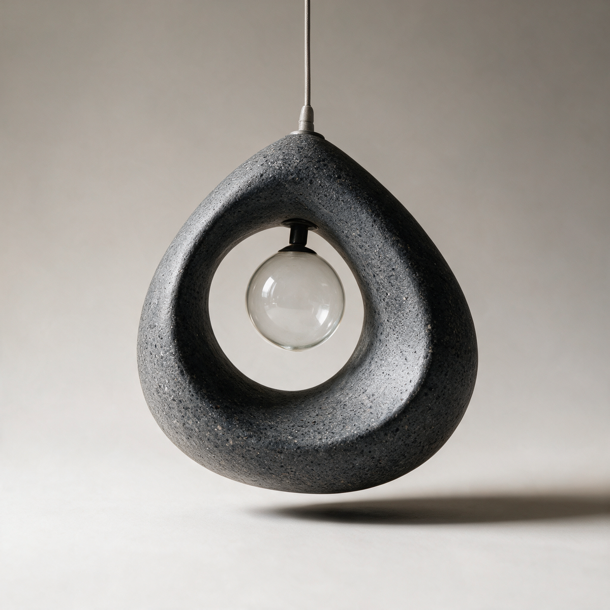 Kiln Textured Resin Pebble Pendant Light — Dark Grey