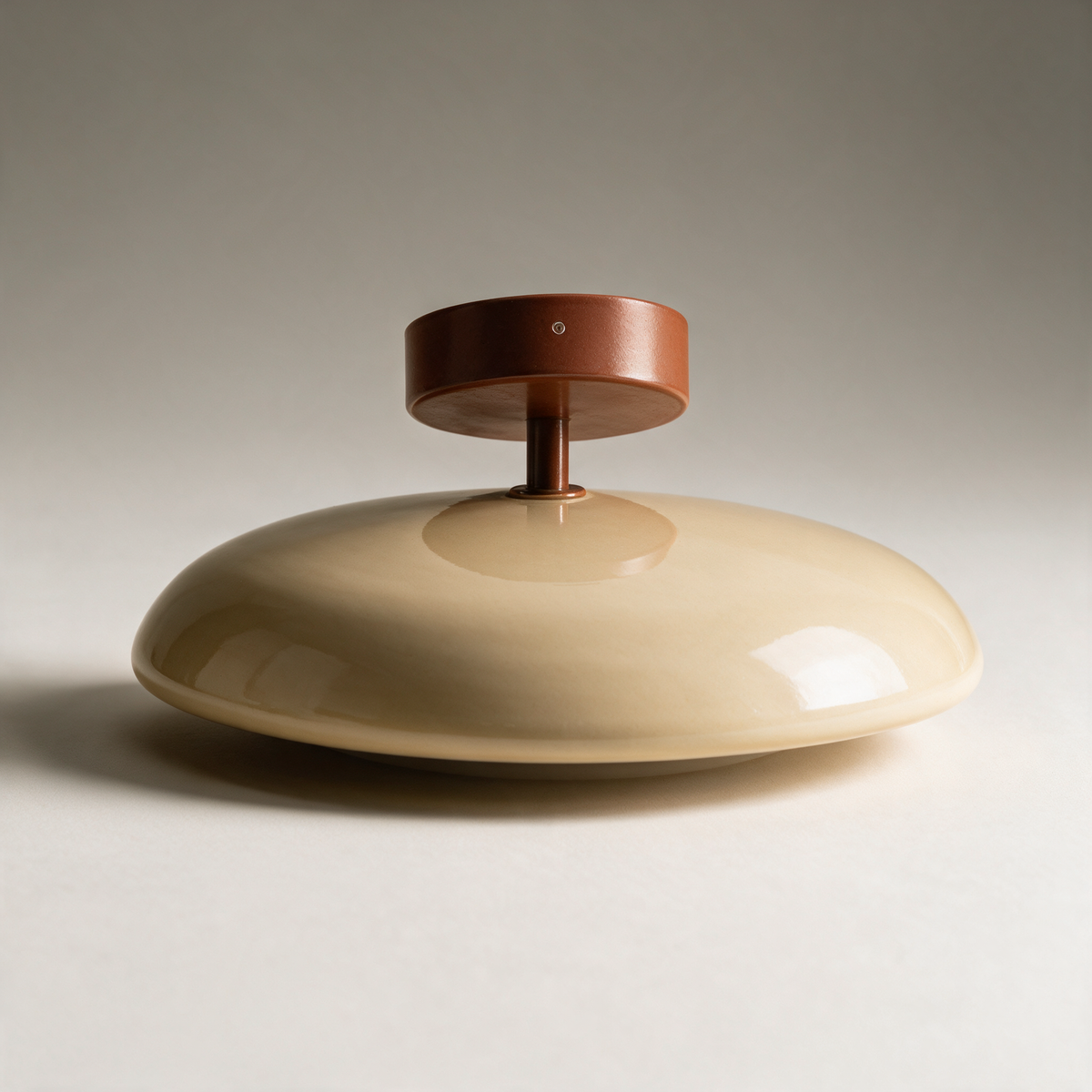 Fern Retro Enamel Ceiling Light — Sage and Terracotta — Beige