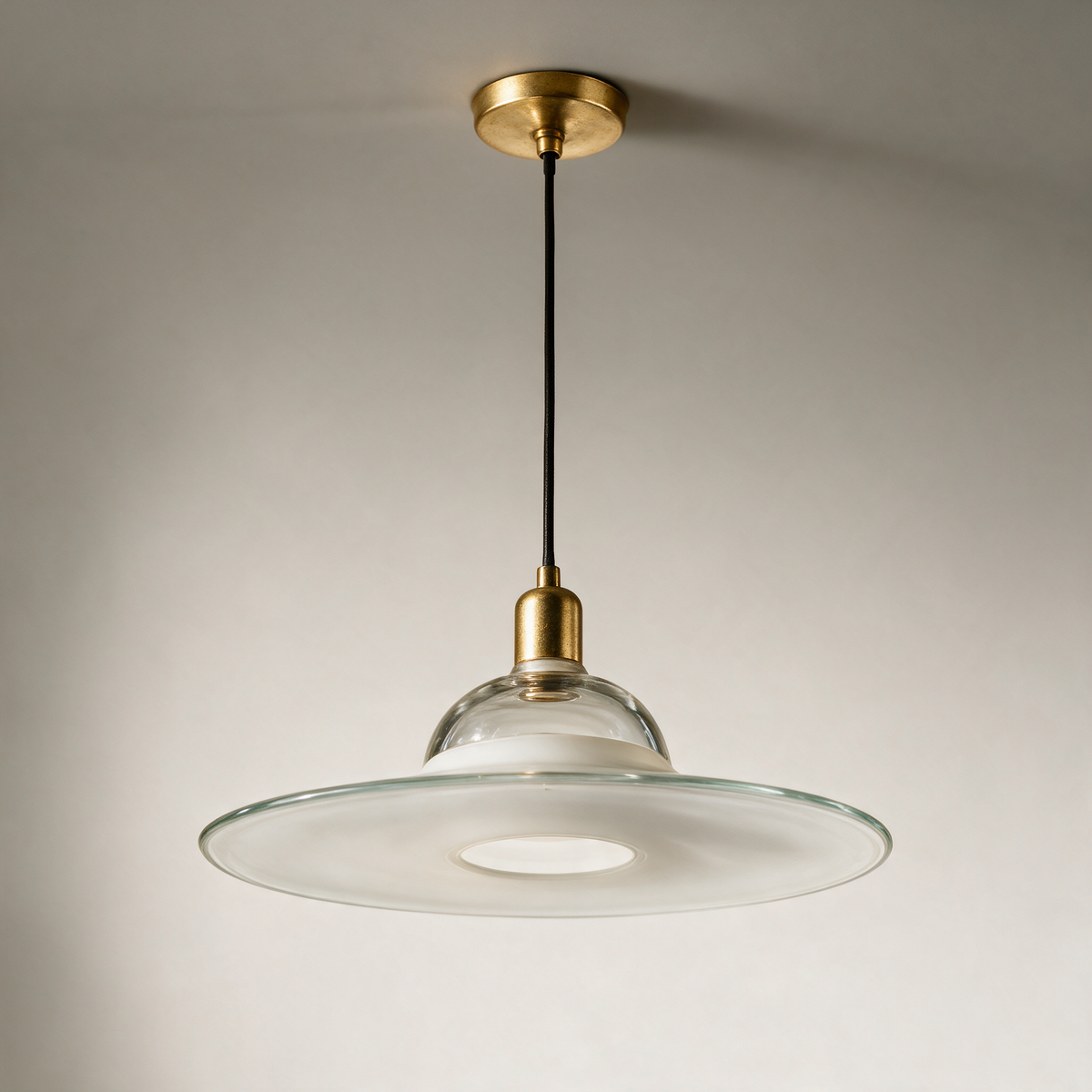 Pell Clear Glass Disc Pendant Light — French Gold