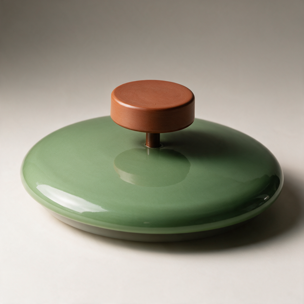 Fern Retro Enamel Ceiling Light — Sage and Terracotta — Green
