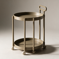 Sayer Two-Tier Rolling Side Table with Handle — Khaki