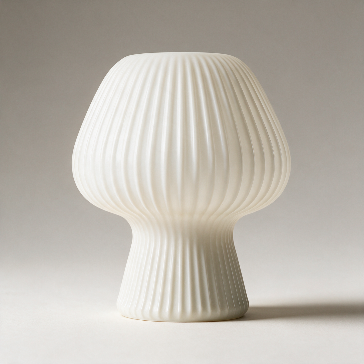 Isla Ribbed Opal Glass Mushroom Lamp — White