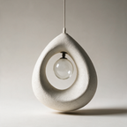 Kiln Textured Resin Pebble Pendant Light — White