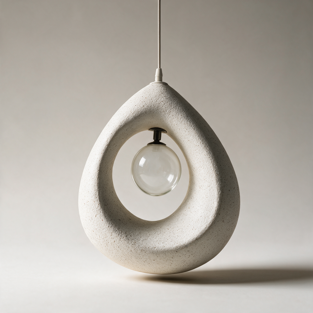 Kiln Textured Resin Pebble Pendant Light — White