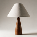 Garth Linen Cone Table Lamp with Walnut Base — Linen