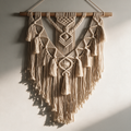 Rannoch Cream Macramé Wall Hanging on Timber Dowel — Beige