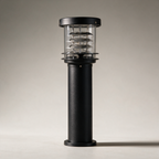 Penn Tiered Louvred Bollard Light, Solar or Hardwired — Black