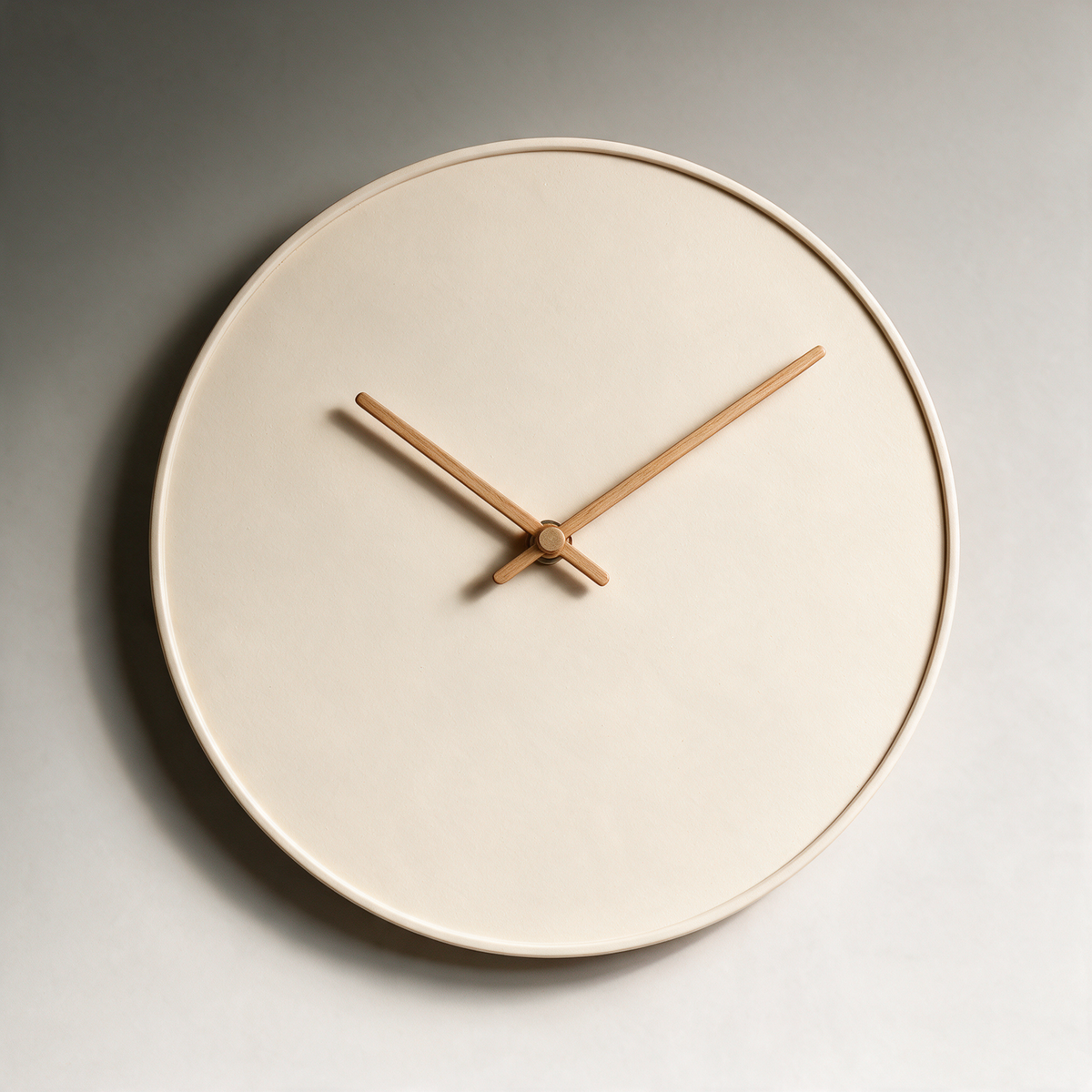 Glen Silent Wall Clock with Wooden Hands and Painted Face — White