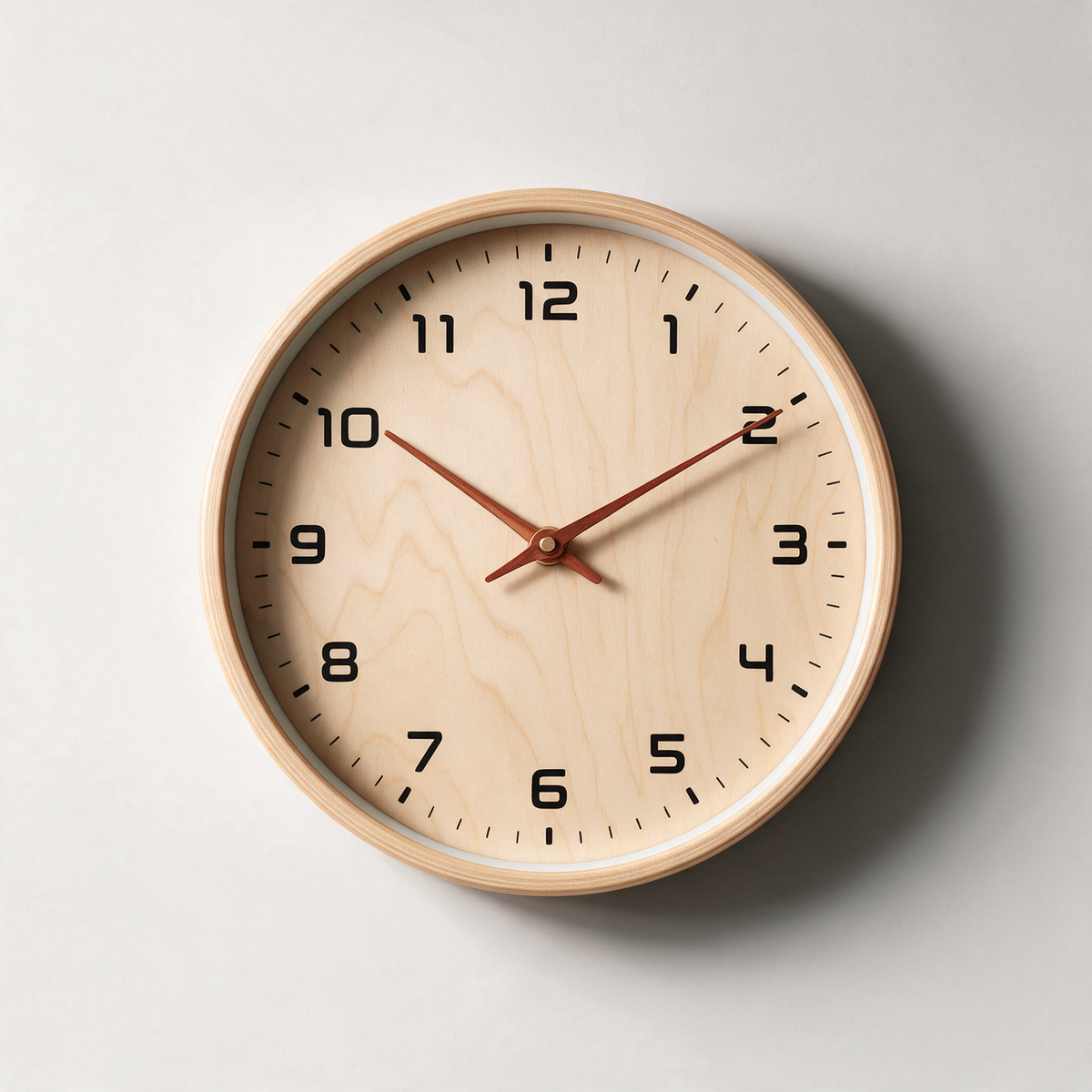 Alcott Solid Wood Wall Clock — Silent — Cream
