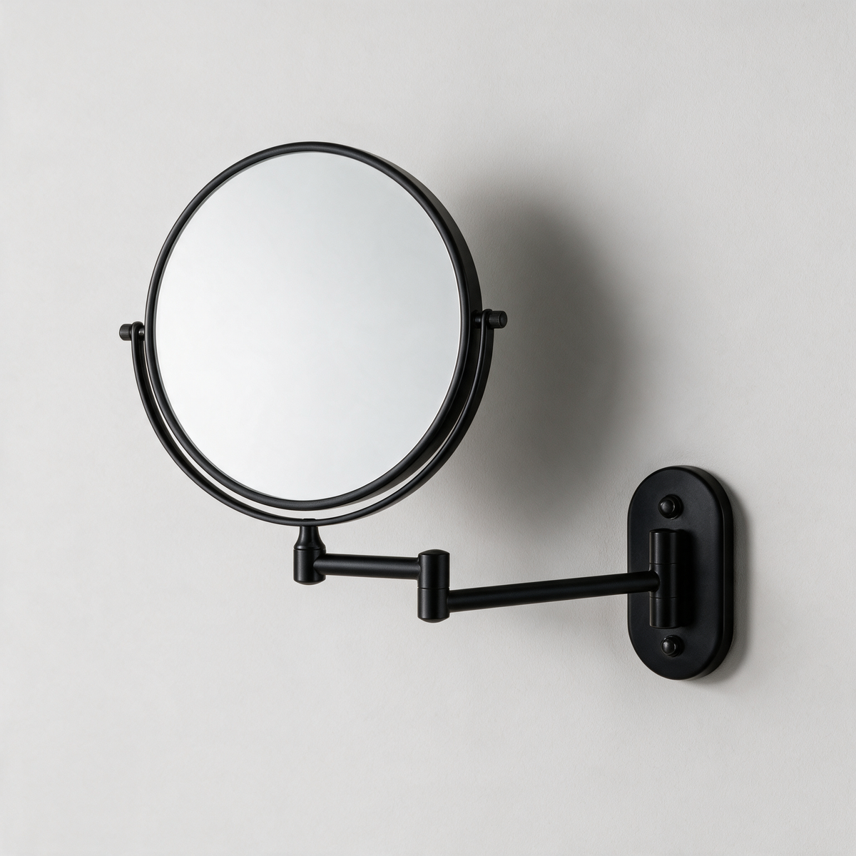 Solace Wall-Mounted Swing-Arm Vanity Mirror — Black