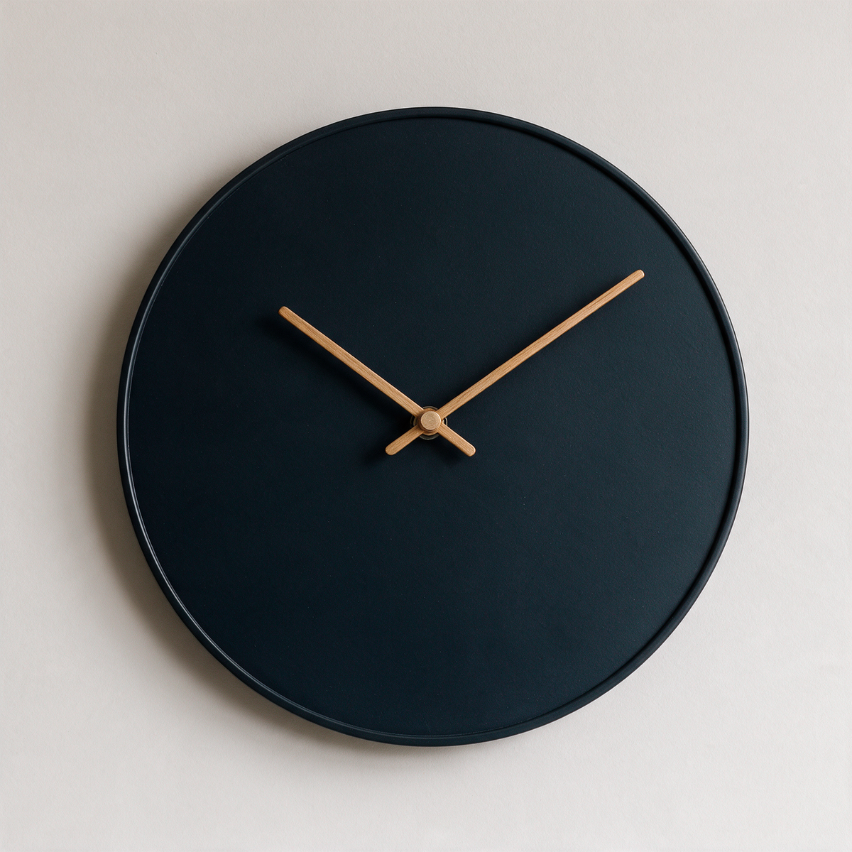 Glen Silent Wall Clock with Wooden Hands and Painted Face — Black