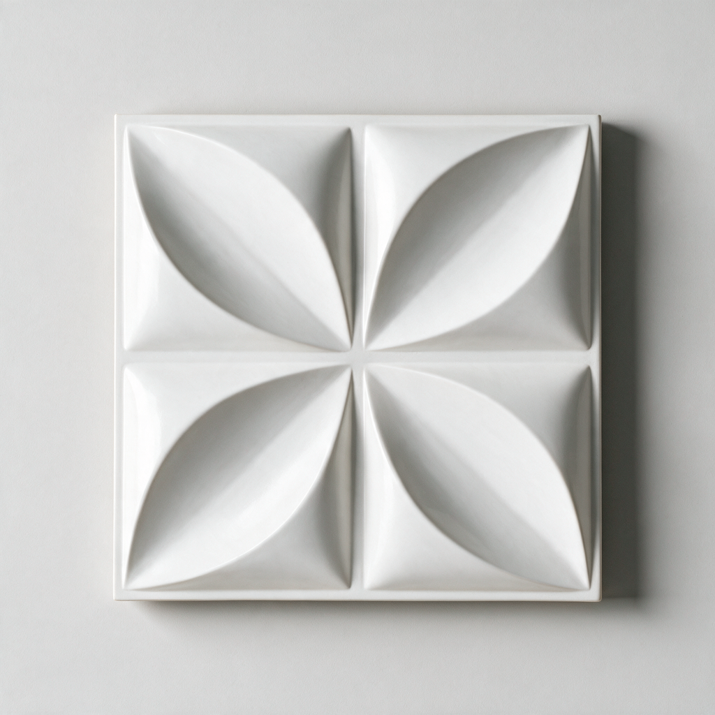 Alba White Radial Petal 3D Relief Wall Panel — Bright White (30 x 30cm)