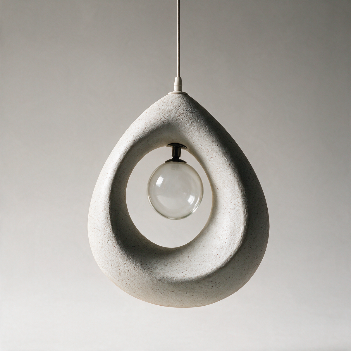 Kiln Textured Resin Pebble Pendant Light — Light Grey