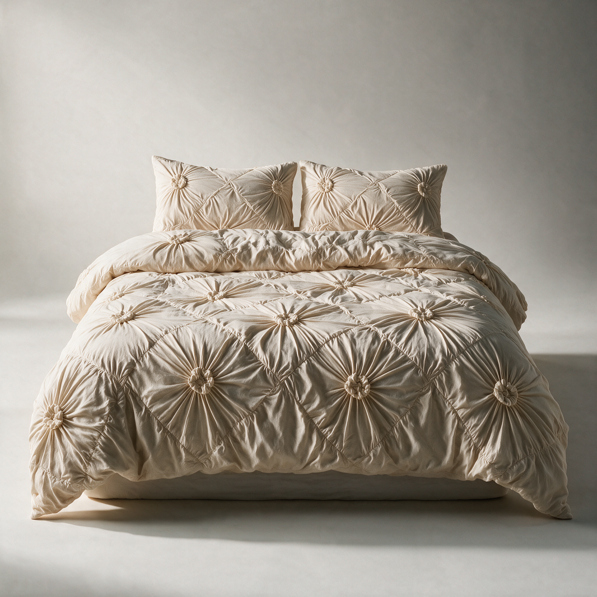 Willow Pinch-Pleat Quilt Cover Set — Beige
