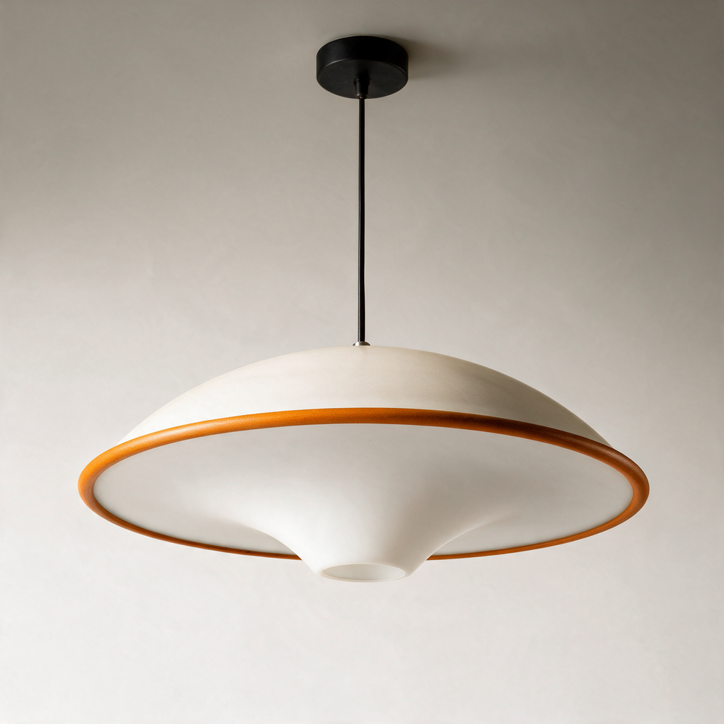 Orla Saucer Pendant Light with Contrast Rim — Orange