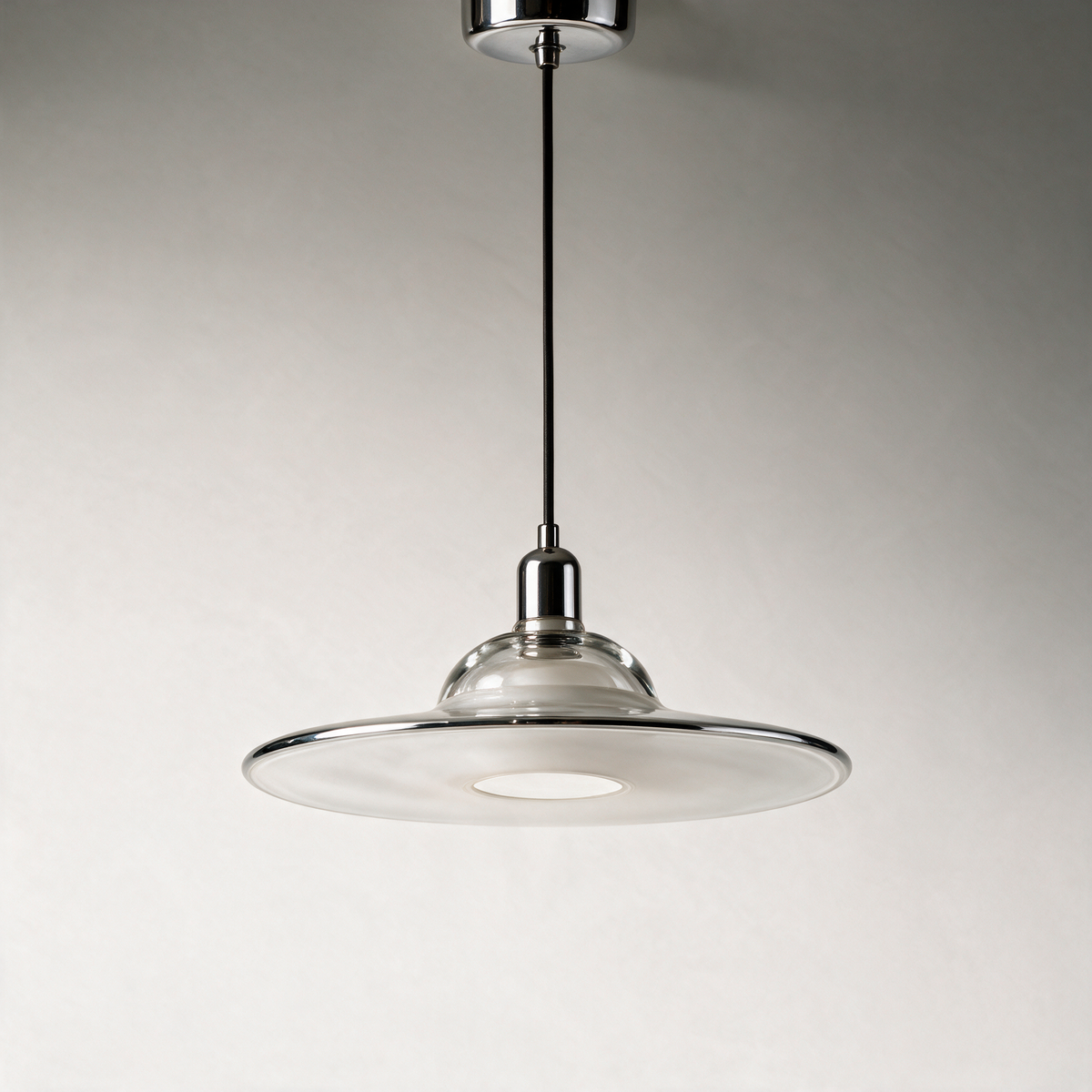 Pell Clear Glass Disc Pendant Light — Chrome