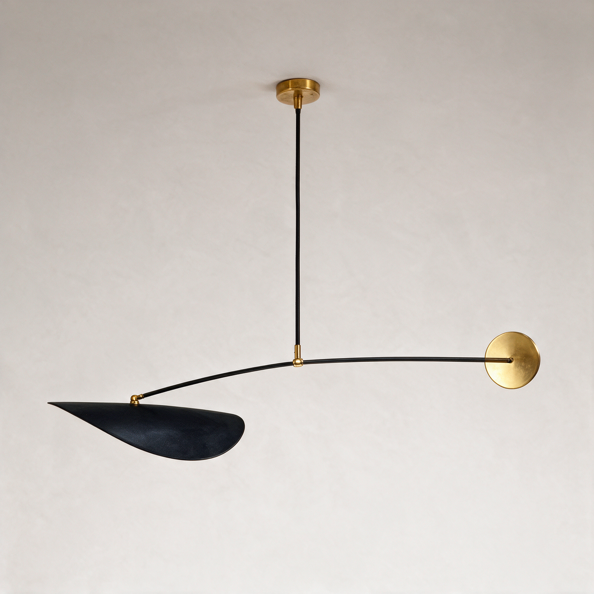 Quill Mobile Pendant Light with Leaf Blades — Black with Gold Accents